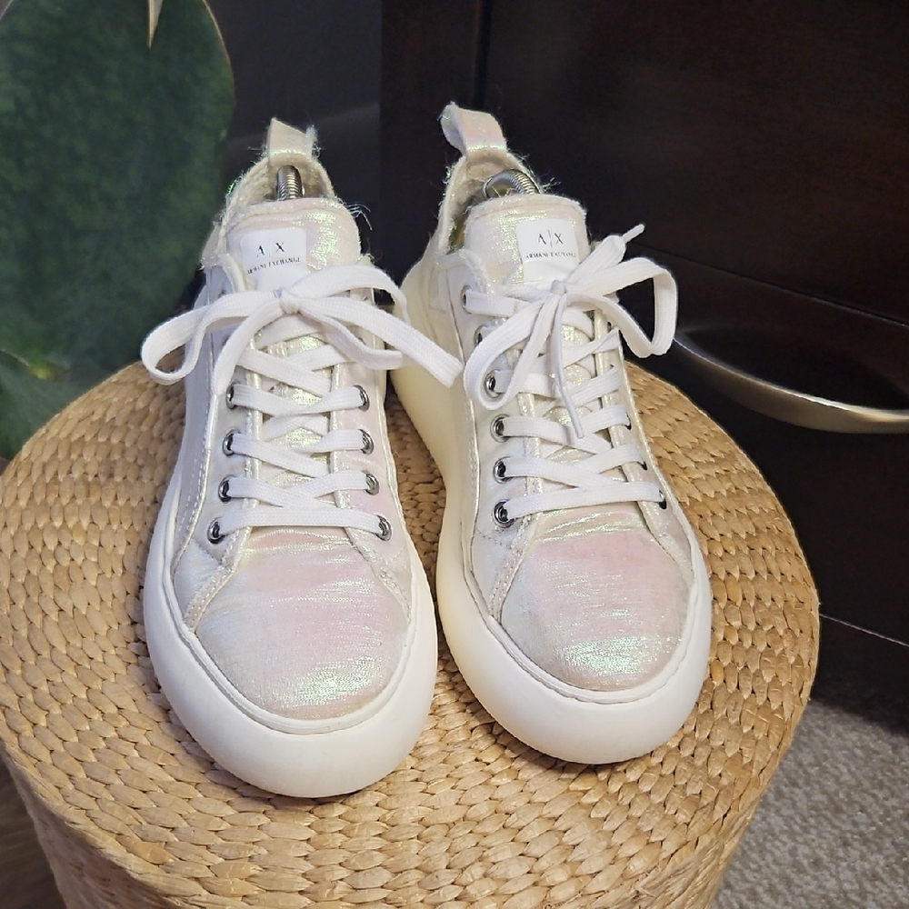 AX Armani Exchange Iridescent Canvas Sneakers Low-Top Womens Size 7M